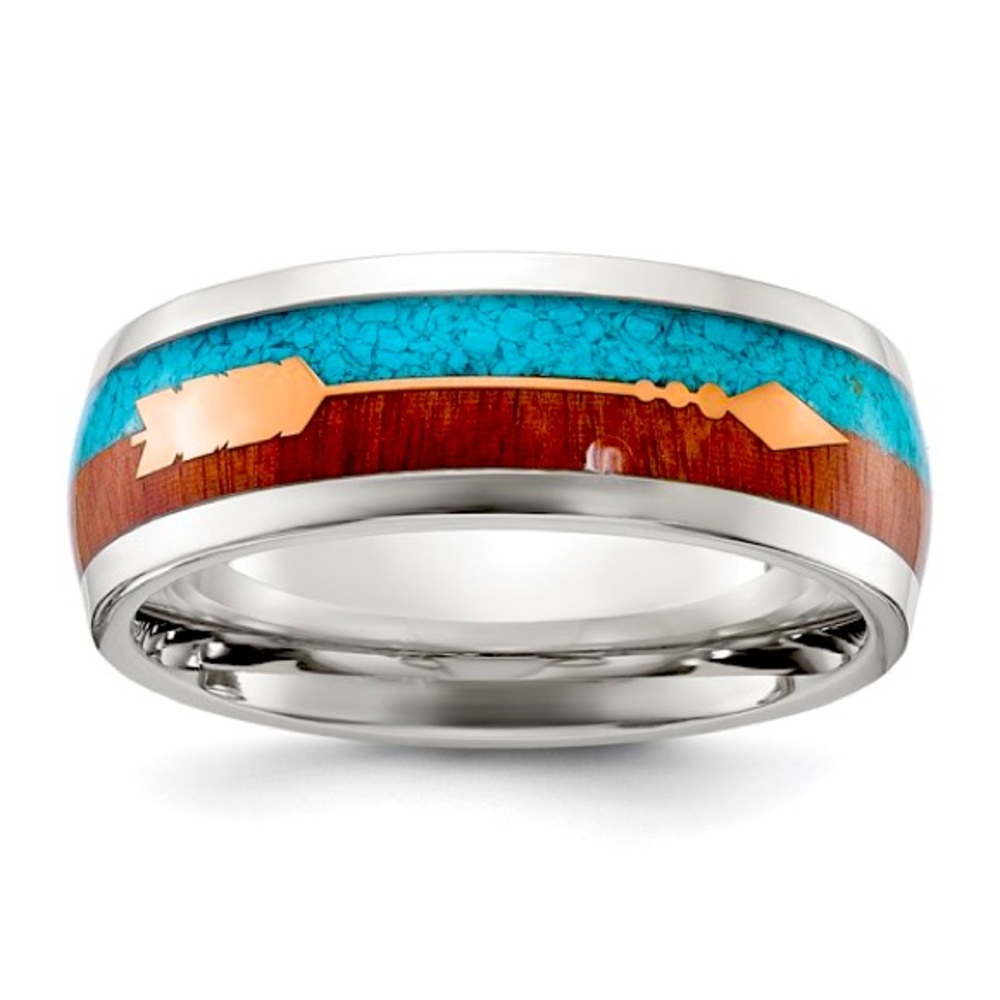 Stainless Steel Turquoise Arrow Ring
